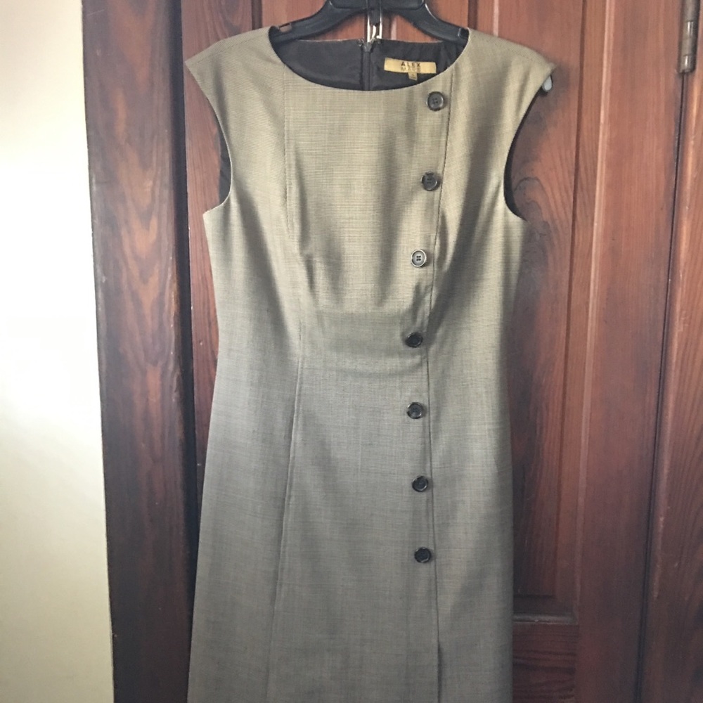 Alex Marie tan houndstooth sleeveless dress